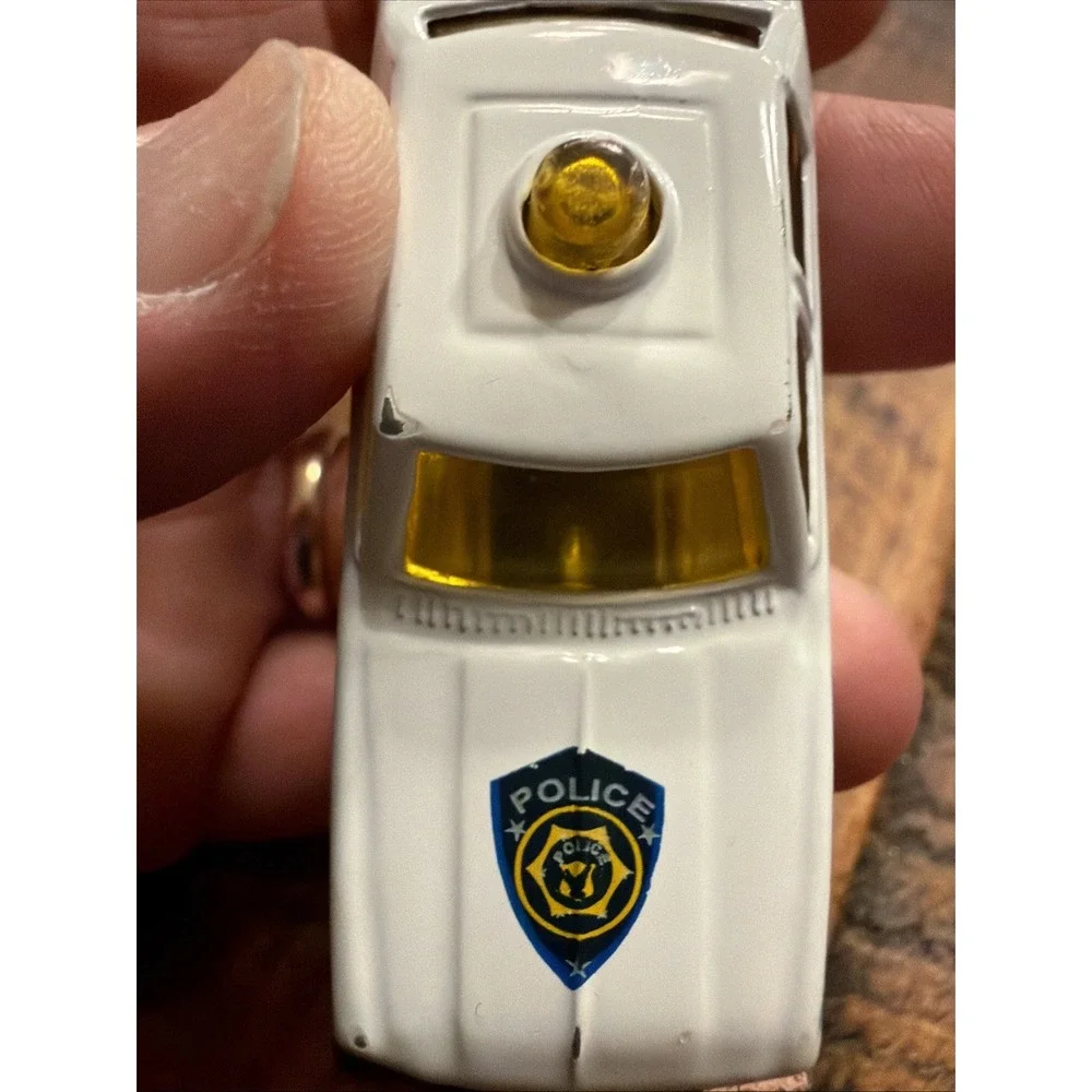 1970s AMC Matador Police Car Diecast Scale Model Yellow Windows Vtg White